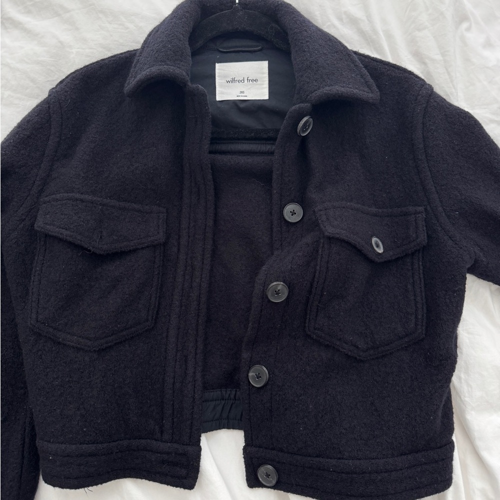 Aritzia Black Wool Autumn Shirt Jacket
